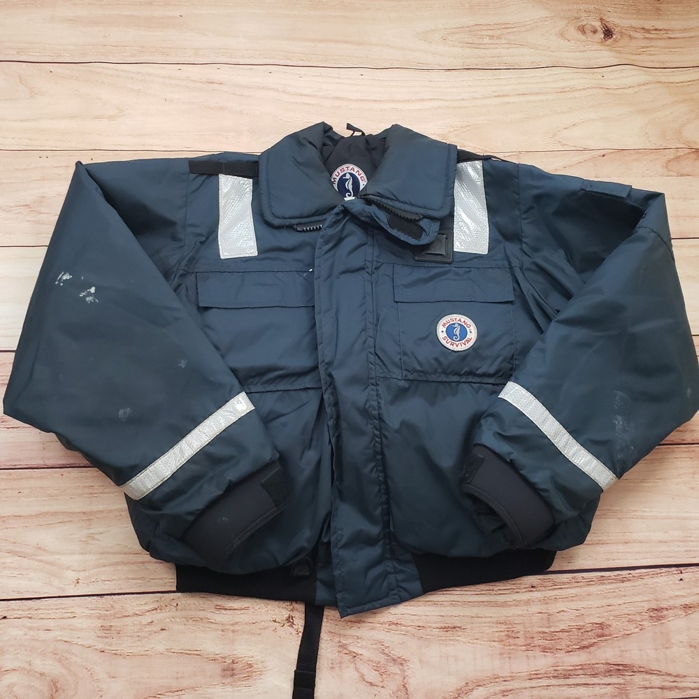 Mustang Survival Jacket Mens XL Navy Blue Floater Reflective Type III PFD MJ6214